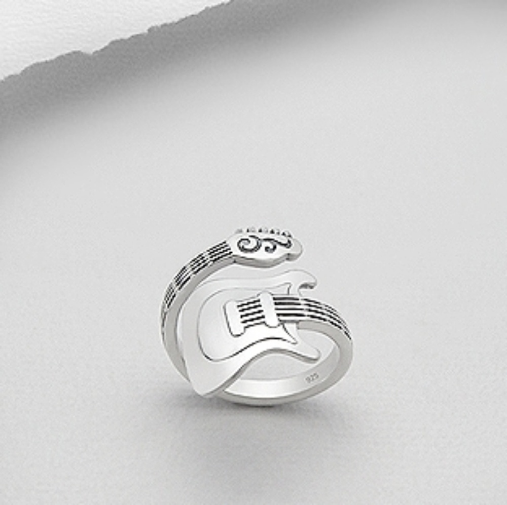 NEW GENUINE 925 STERLING SILVER GUITAR RING - Picture 1 of 1